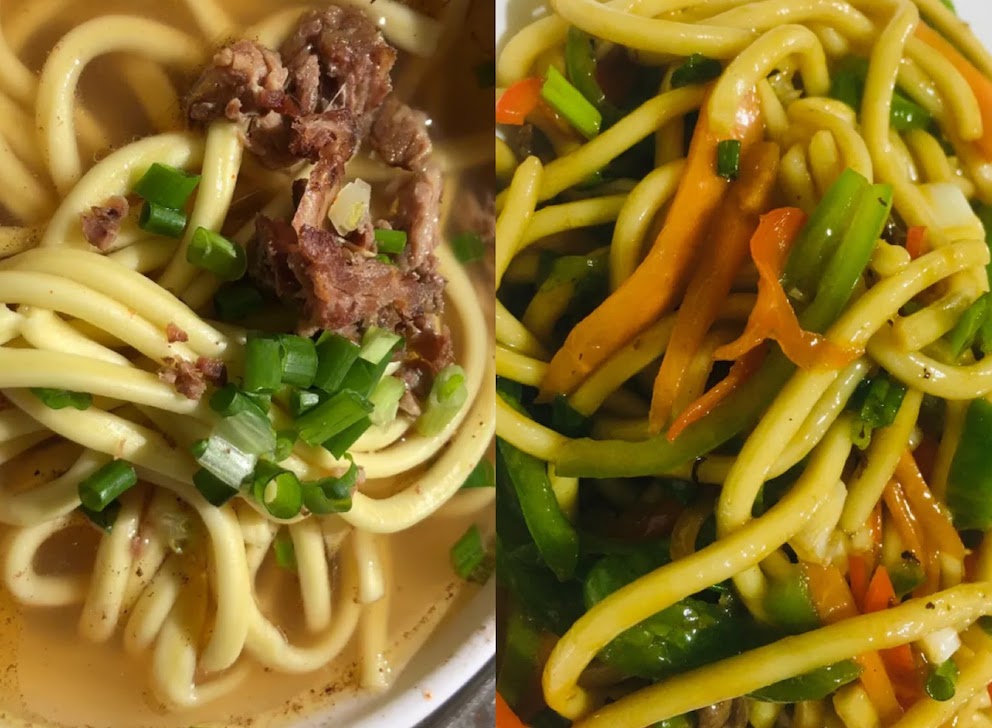 Tibetan soup and fried noodles