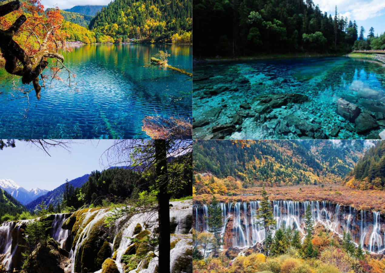Lakes and waterfalls at Jiuzhaigou park