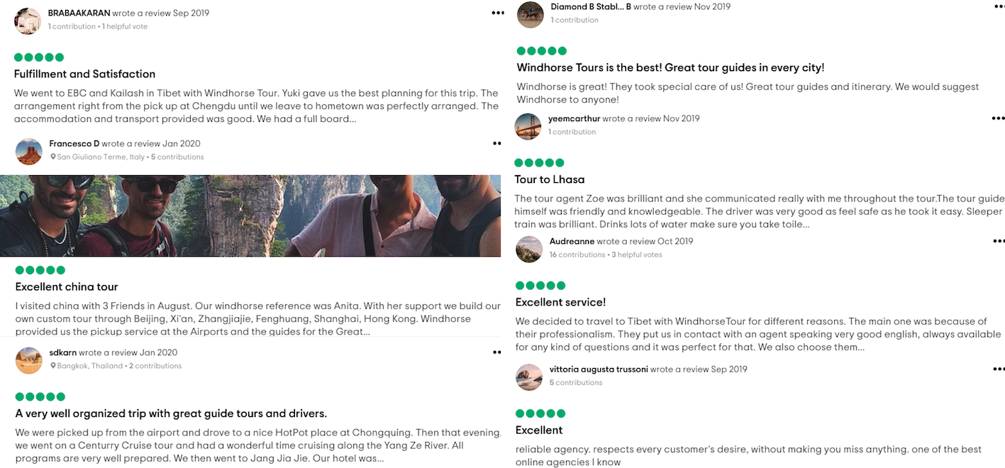 Clients reviews on TripAdvisor