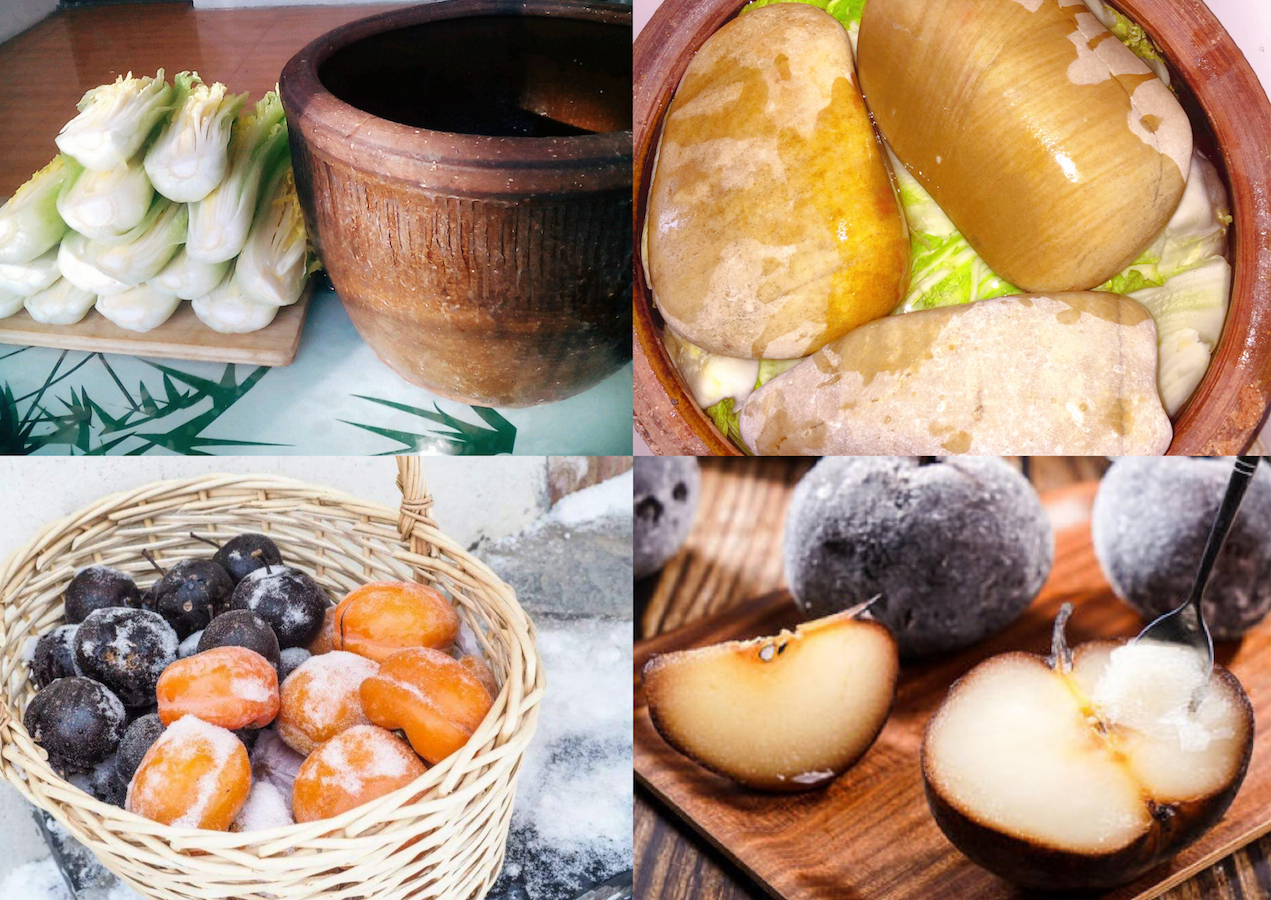 Pickled Chinese cabbage and forzen fruits