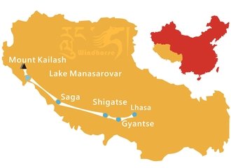 Mount Kailash Overland Tour Map