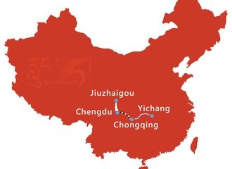 Chengdu Jiuzhaigou Yangtze Cruise Tour Route