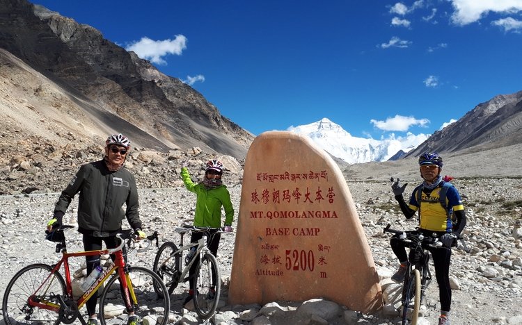 Cycling group at Everest Base Camp