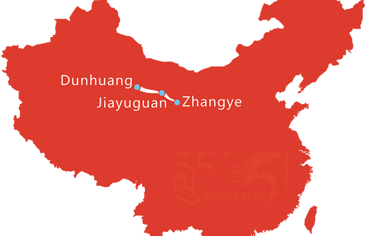 5 Day Map of Dunhuang Jiayuguan and Zhangye Tour