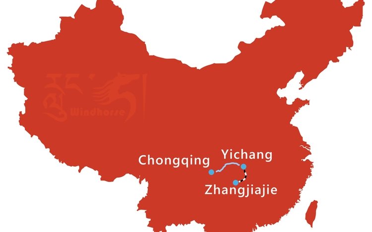 Yangtze Cruise and Jiuzhaigou Tour Route