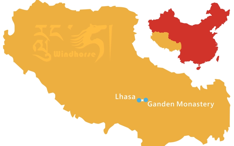 Lhasa Ganden Tour Route