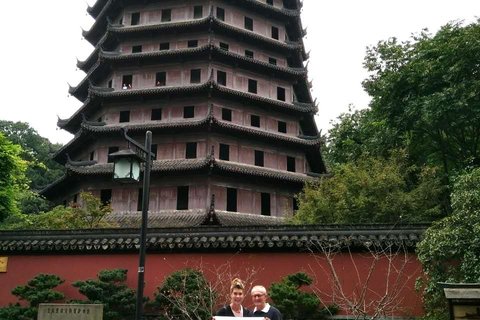 Delia in front of Hangzhou Six Harmonies Pagoda